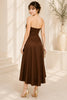 Mocha Luxe Satin Elegance Midi Dress