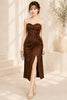 Mocha Luxe Satin Elegance Midi Dress