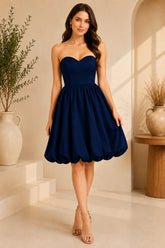 Navy Blue Bubble Hem Mini Dress