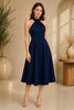 Navy Rose Halte Midi Dress