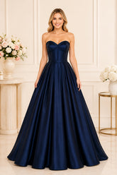 Navy Satin Ball Gown
