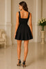 Noir Elegance Pleated Mini Dress