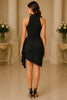 Noir Grace High Neck Wrap Mini Dress
