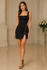Noir Luxe Button Mini Dress