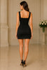 Noir Luxe Button Mini Dress
