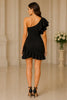 Noir Romance One Shoulder Ruffle Dress