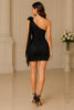 Noir Rosette One Shoulder Mini Dress