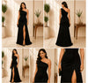 Noir Eclipse One-Shoulder Maxi Dress