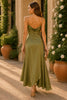 Olive Luxe Satin Cowl Neck Maxi Dress