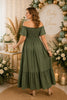 Olive Smocked Off Shoulder Maternity Maxi Dress