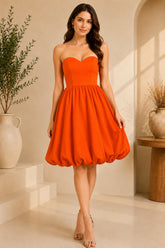 Orange Bubble Hem Mini Dress