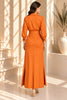 Orange Button Front Belted Shirt Maxi Dress