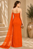 Orange Cape Column Evening Gown