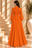 Orange Pleated Button Front Wide Leg Maxi Dress