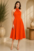 Orange Rose Halter Midi Dress