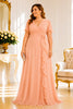 Peach Blush Chiffon Plus Size Maxi Dress