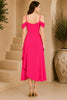 Pink Cold Shoulder Draped Midi Dress
