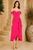 Pink Cold Shoulder Draped Midi Dress