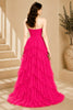 Pink Corset Ruffle High Low Gown
