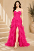 Pink Corset Ruffle High Low Gown