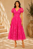 Pink Floral Embroidered Midi Dress