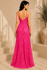 Pink Floral Lace Evening Gown