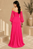 Pink Off Shoulder Ruched High Slit Evening Gown