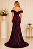 Plum Feather Off Shoulder Gown