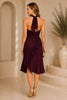 Plum Halter Ruffle Wrap Dress