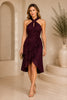 Plum Halter Ruffle Wrap Dress