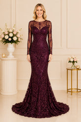 Plum Lace Mermaid Gown