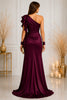 Plum One Shoulder Ruffle Evening Gown