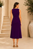 Purple Cascade Ruffle Midi Dress
