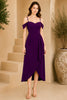 Purple Cold Shoulder Draped Midi Dress