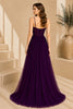 Purple Corset Tulle High Slit Evening Gown