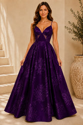 Purple Floral Ball Gown