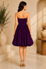 Purple Strapless Bubble Hem Mini Dress