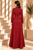 Red Button Front Belted Maxi Dress