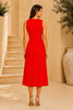 Red Cascade Ruffle Midi Dress Back