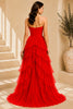 Red Corset Ruffle High Low Gown