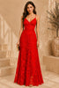 Red Floral Lace Evening Gown