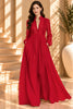 Red Pleated Button Front Wide Leg Maxi Dress