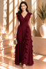 Red Ruffle Wrap Maxi Dress
