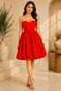 Red Strapless Bubble Hem Mini Dress