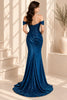 Royal Blue Sequin Off-Shoulder Mermaid Evening Gown
