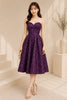Royal Purple Jacquard Fit & Flare Midi Dress