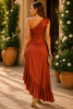 Rust Romance One Shoulder Ruffle Maxi Dress
