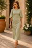 Sage Grace Flutter Sleeve Midi Dress