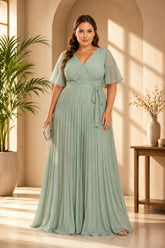 Sage Green Chiffon Plus Size Maxi Dress