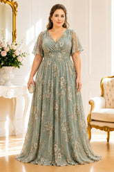 Sage Green Floral Chiffon Plus Size Maxi Dress